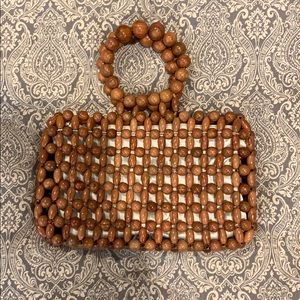 Wood Beaded mini tote. Great condition